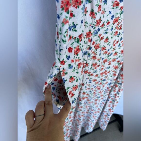 Old Navy Floral Midi Dress Linen Blend size Large - Picture 6 of 8